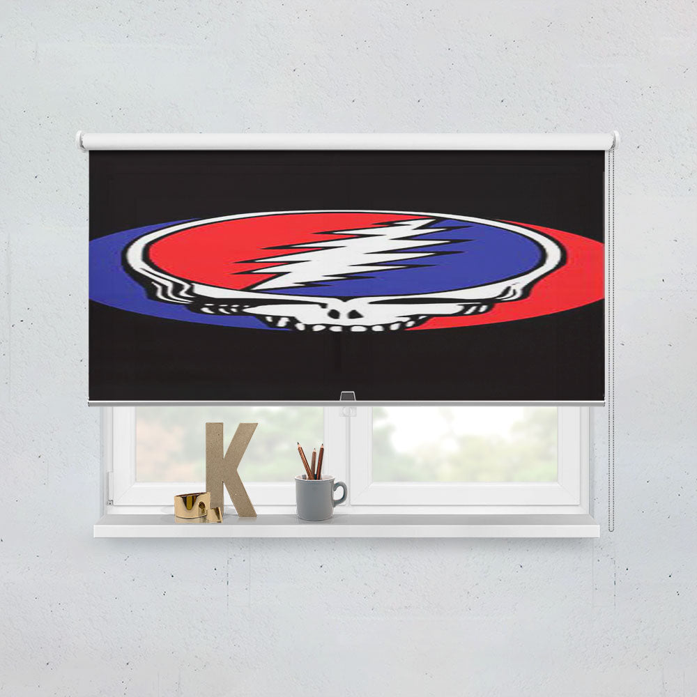 Grateful Dead Skull On Blk Window Roller Blinds Shades