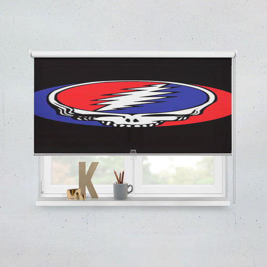 Grateful Dead Skull On Blk Window Roller Blinds Shades