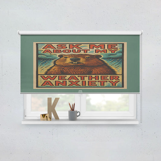 Groundhog Funny Weather Anxiety Window Roller Blinds Shades