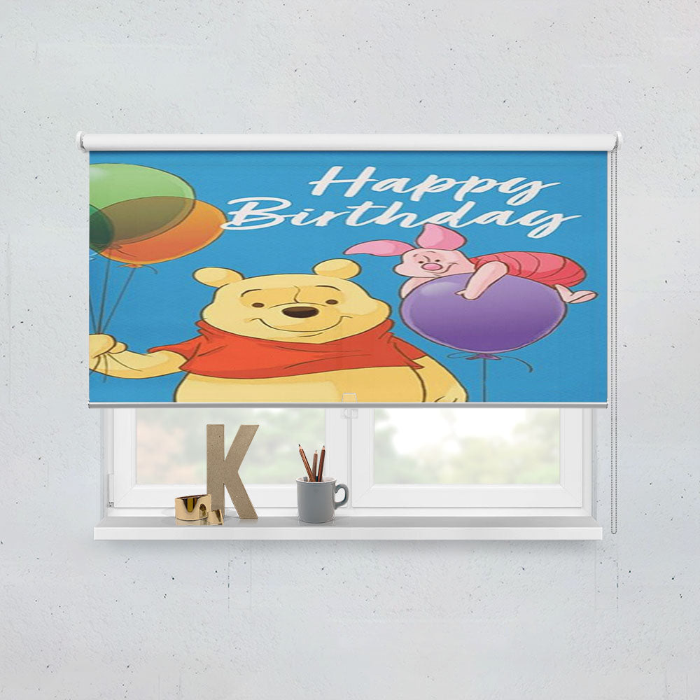 Happy Birthday Balloons Pooh & Piglet Window Roller Blinds Shades