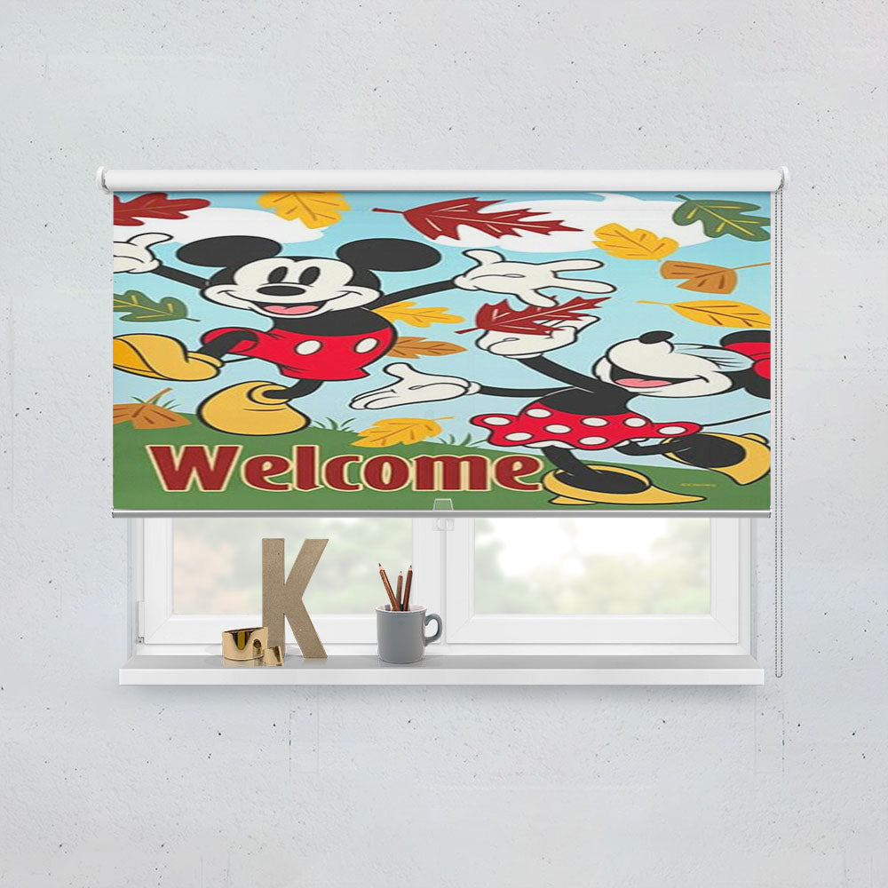 Happy Fall Leaves Mickey And Minnie Window Roller Blinds Shades