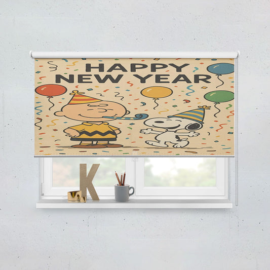 Happy New Year Charlie Brown And Snoopy Window Roller Blinds Shades