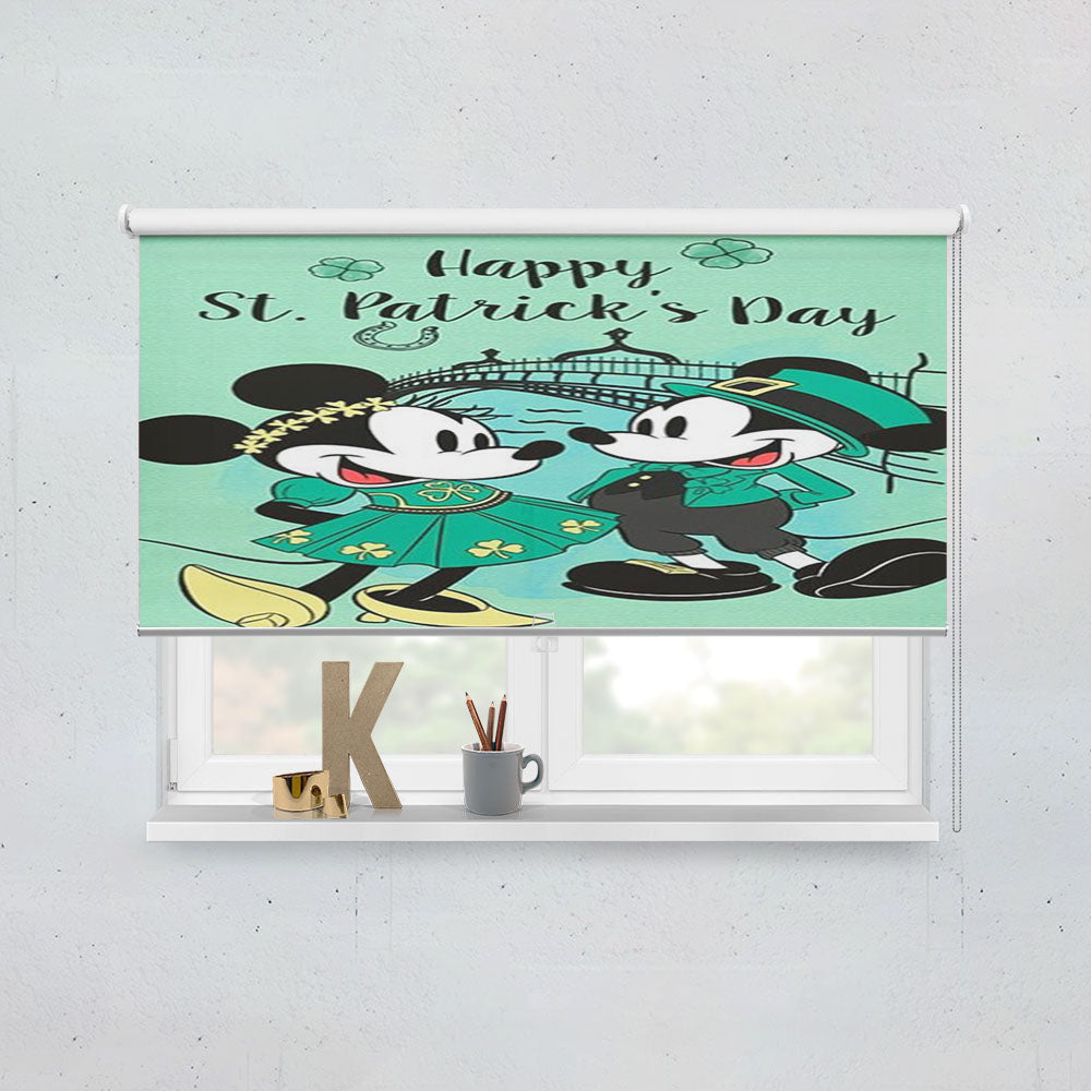 Happy St. Patrick’S Day Mickey & Minnie Window Roller Blinds Shades
