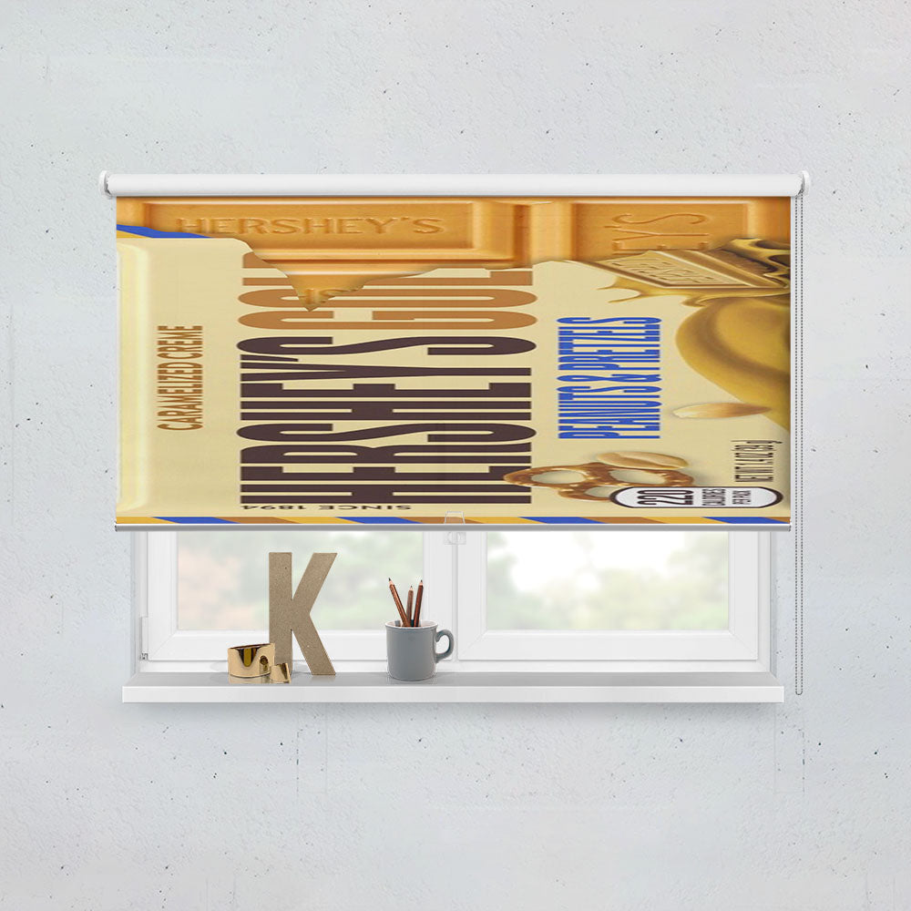 Hershey Gold Peanuts Pretzels Chocolate Candy Bar Window Roller Blinds Shades