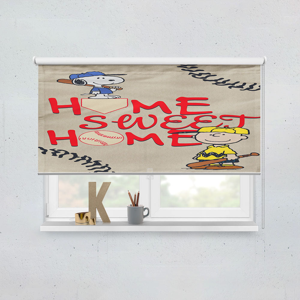Home Sweet Home Snoopy Baseball Window Roller Blinds Shades