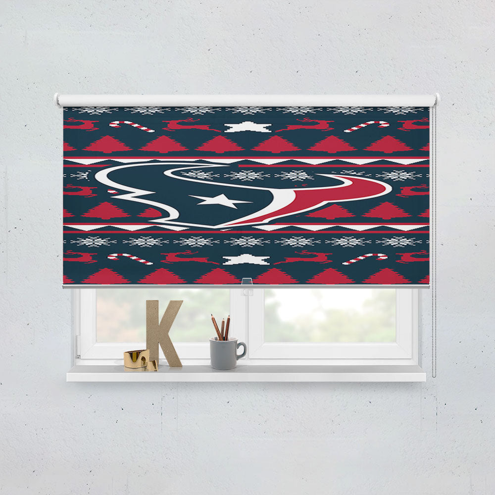 Houston Texans Christmas Sweater Window Roller Blinds Shades