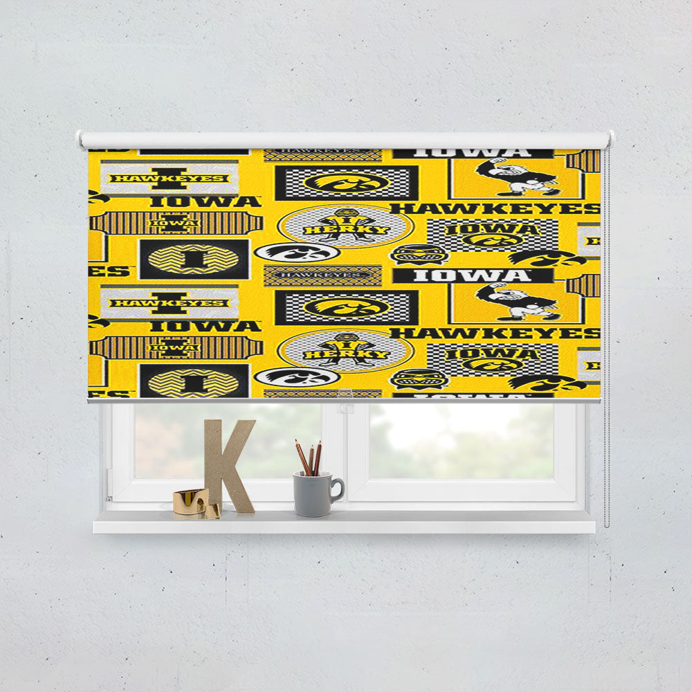 Iowa Hawkeye Pattern Mascot Window Roller Blinds Shades