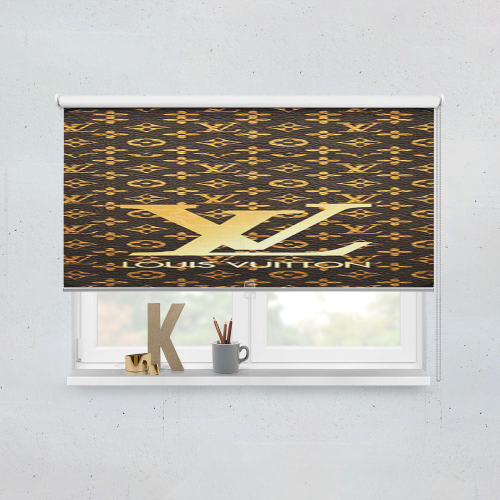 Louis Vuitton Logo Gold Window Roller Blinds Shades