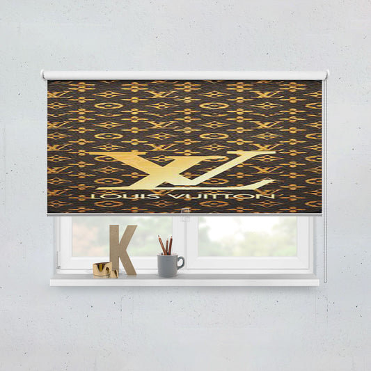 Louis Vuitton Logo Gold Window Roller Blinds Shades