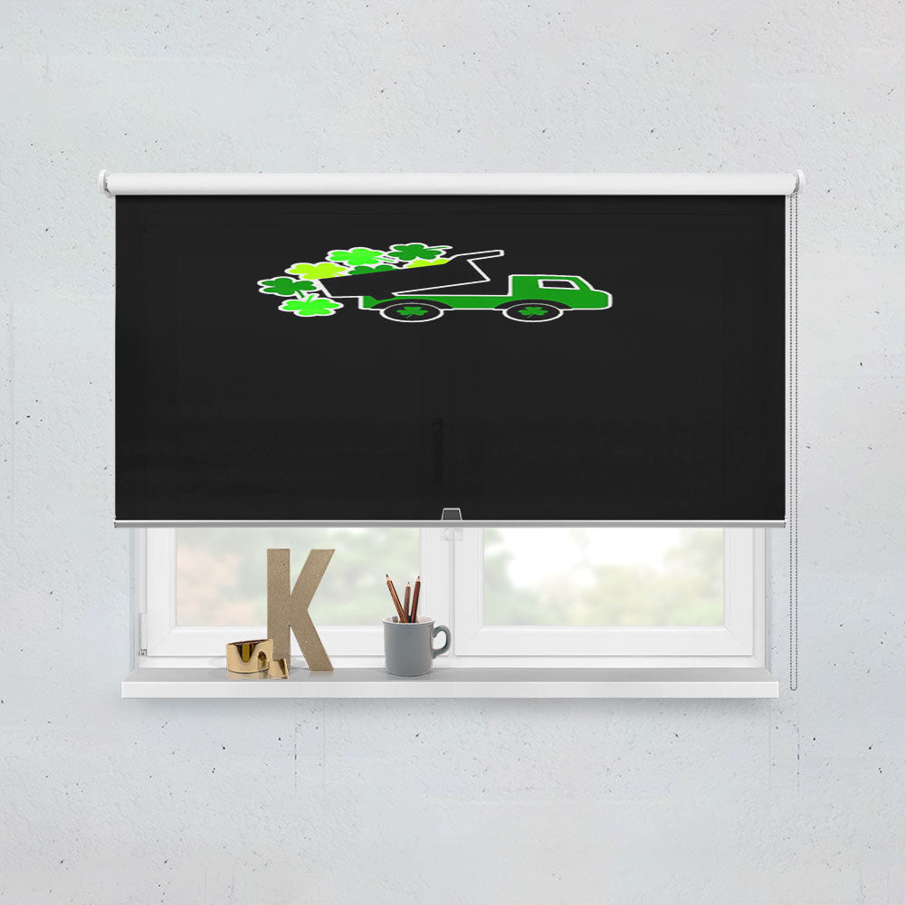 Lucky St Patricks Day Vintage Truck Clover Shamrock Window Roller Blinds Shades