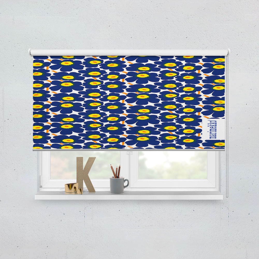 Marimekko Pieni Unikko Blue Flower Pattern Window Roller Blinds Shades
