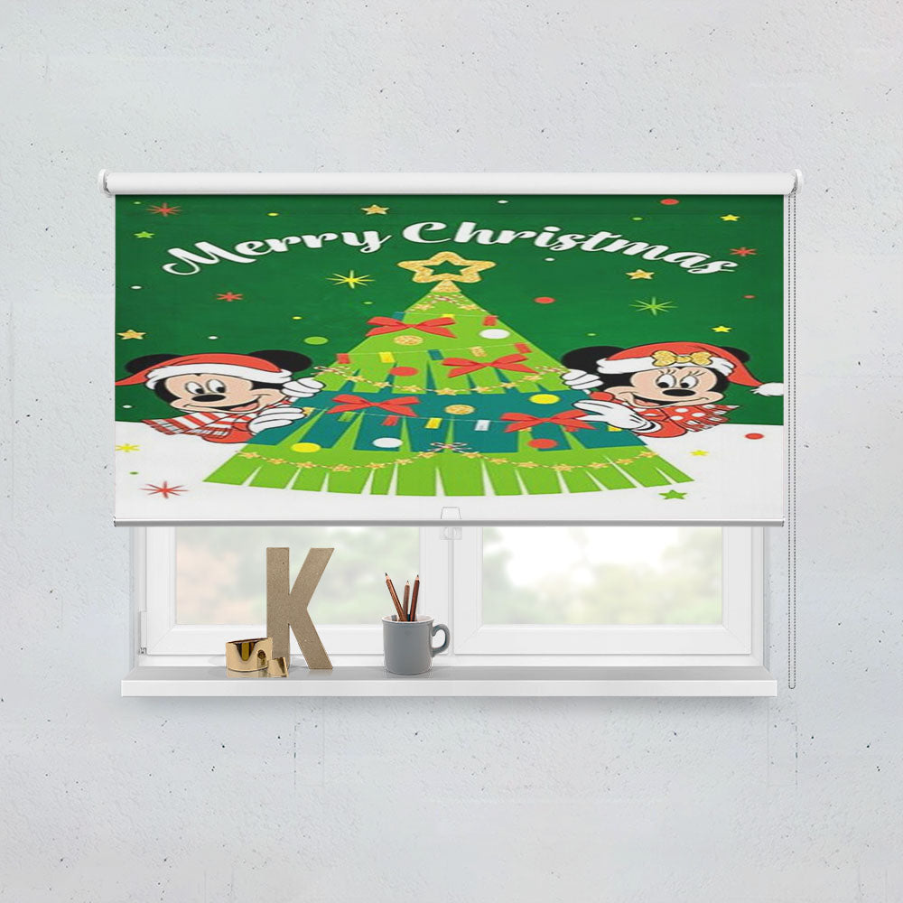 Merry Christmas Mickey And Minnie Tree Window Roller Blinds Shades