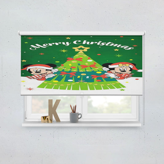Merry Christmas Mickey And Minnie Tree Window Roller Blinds Shades