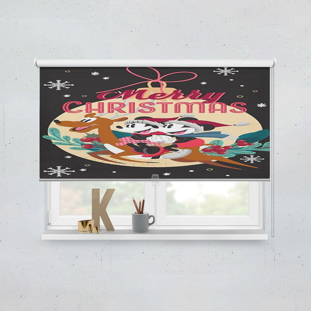 Merry Christmas Reindeer Mickey And Minnie Window Roller Blinds Shades