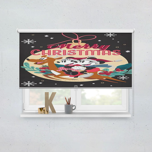 Merry Christmas Reindeer Mickey And Minnie Window Roller Blinds Shades