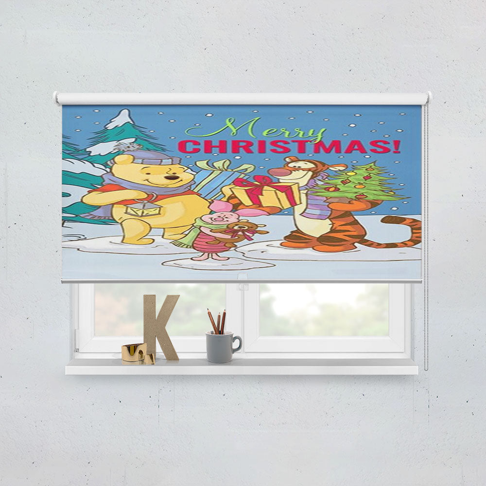 Merry Christmas Winnie The Pooh Window Roller Blinds Shades