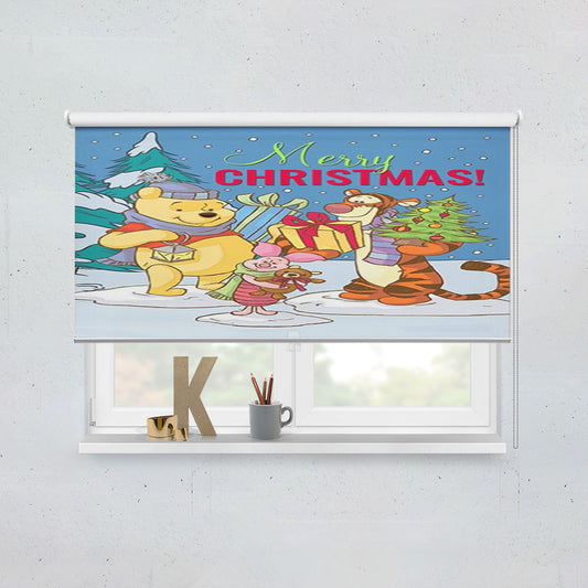 Merry Christmas Winnie The Pooh Window Roller Blinds Shades