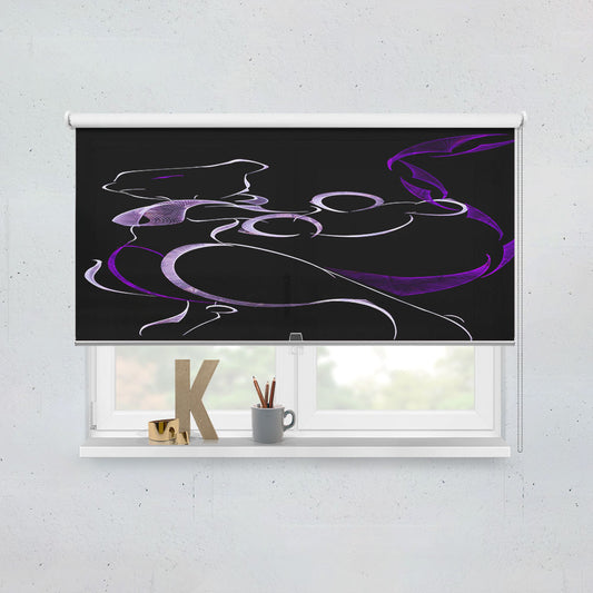 Mewtwo Pokemon Line Art On Black Window Roller Blinds Shades