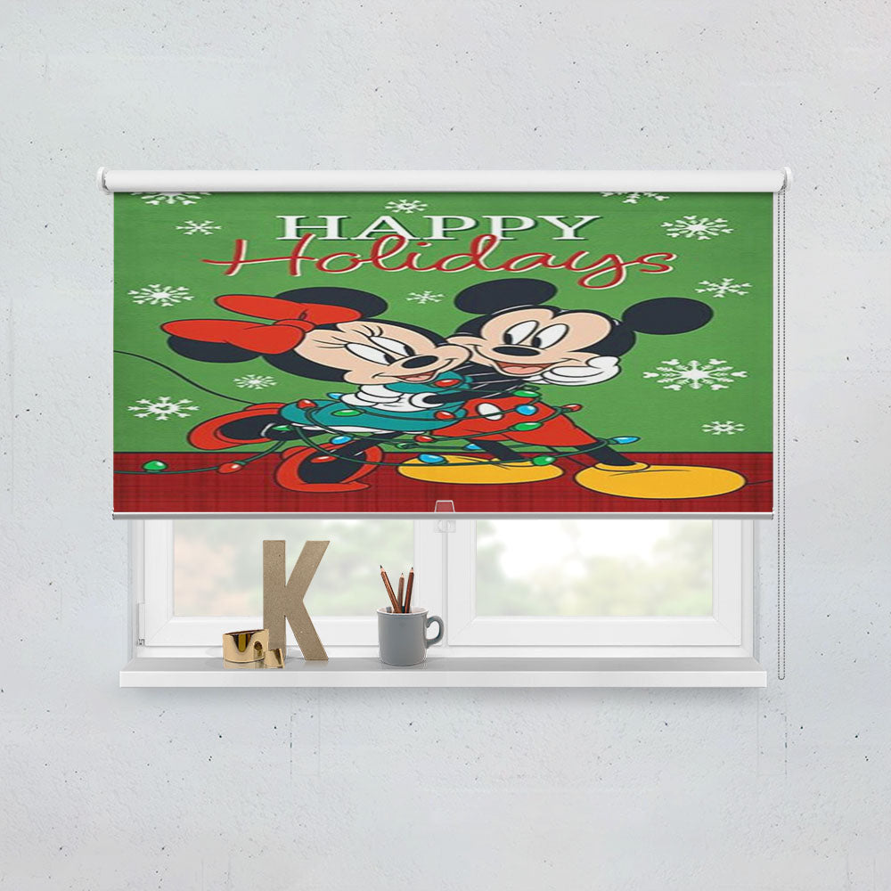 Mickey And Minnie Christmas Light Tangle Window Roller Blinds Shades