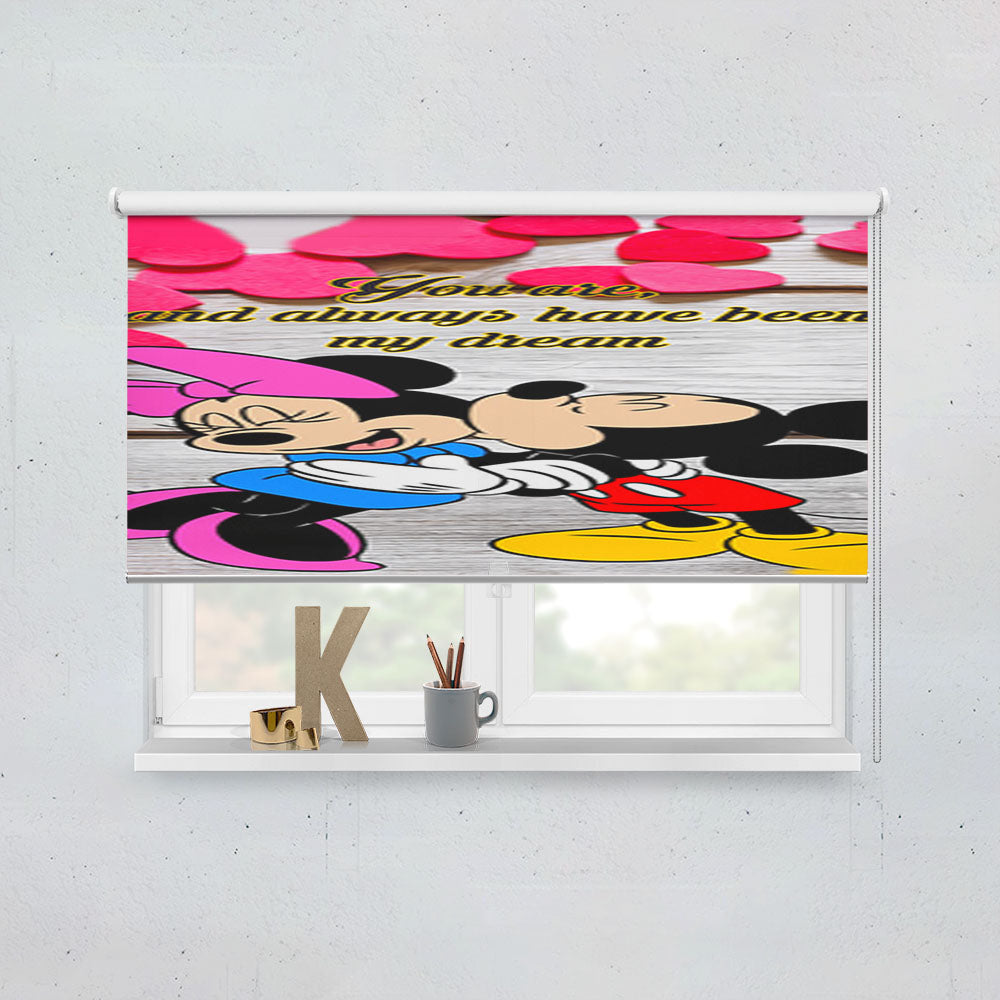 Mickey And Minnie Mouse Kissing Window Roller Blinds Shades