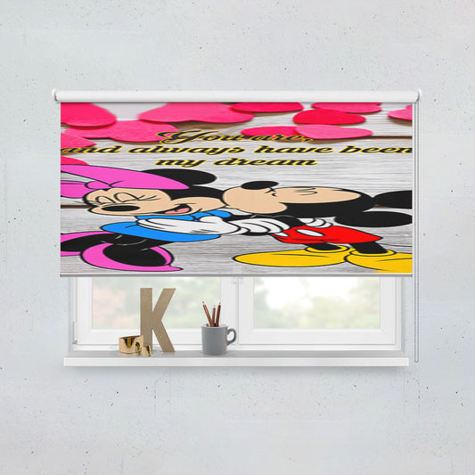 Mickey And Minnie Mouse Kissing Window Roller Blinds Shades