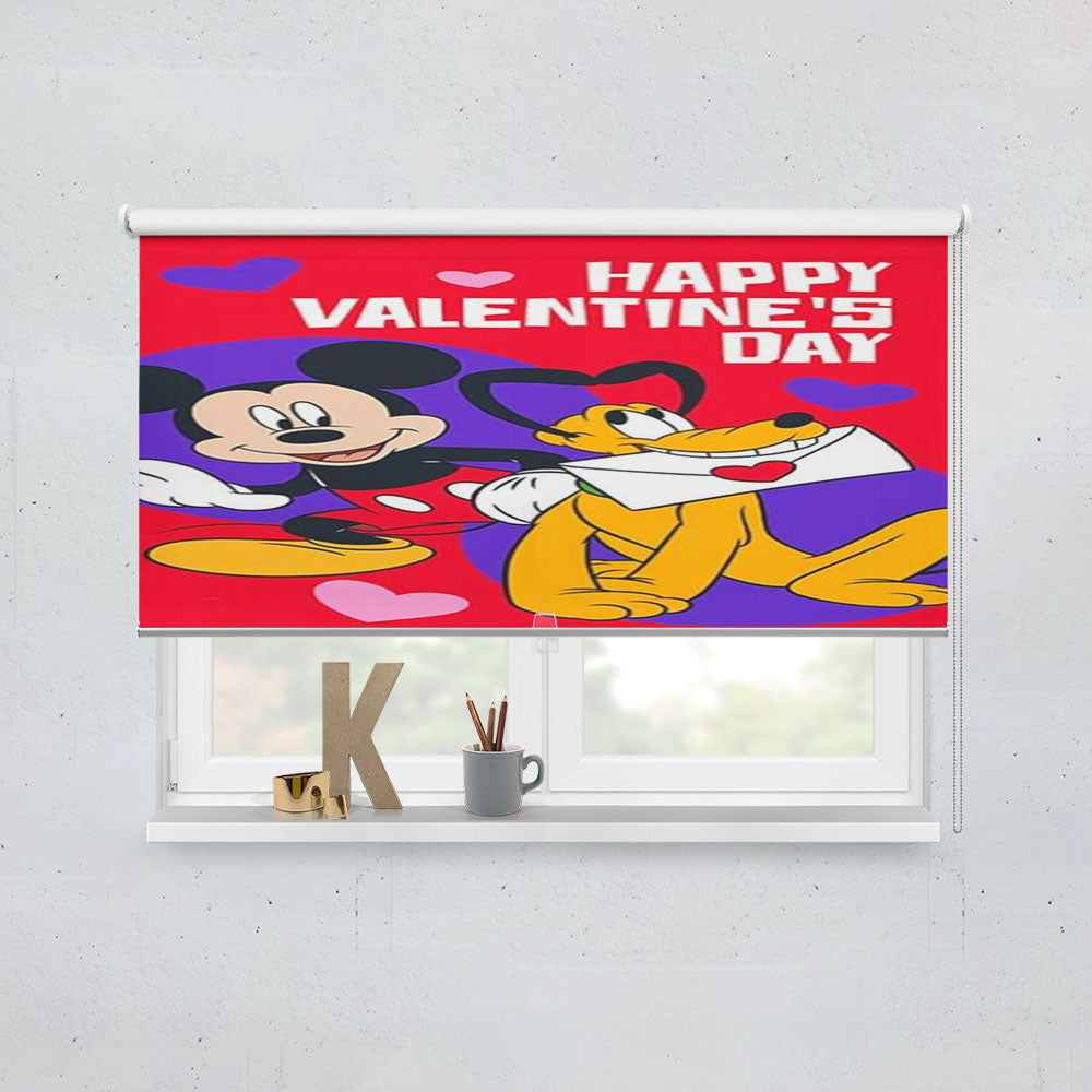 Mickey And Pluto Valentine’S Card Window Roller Blinds Shades