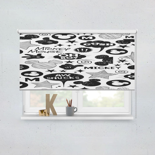 Mickey Mouse Black White Window Roller Blinds Shades