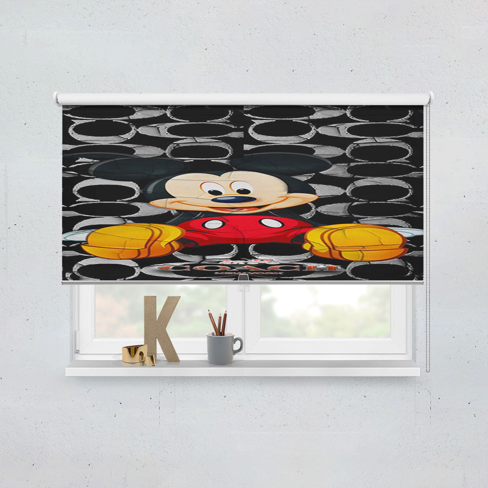 Mickey Mouse Coach Black 5 Window Roller Blinds Shades