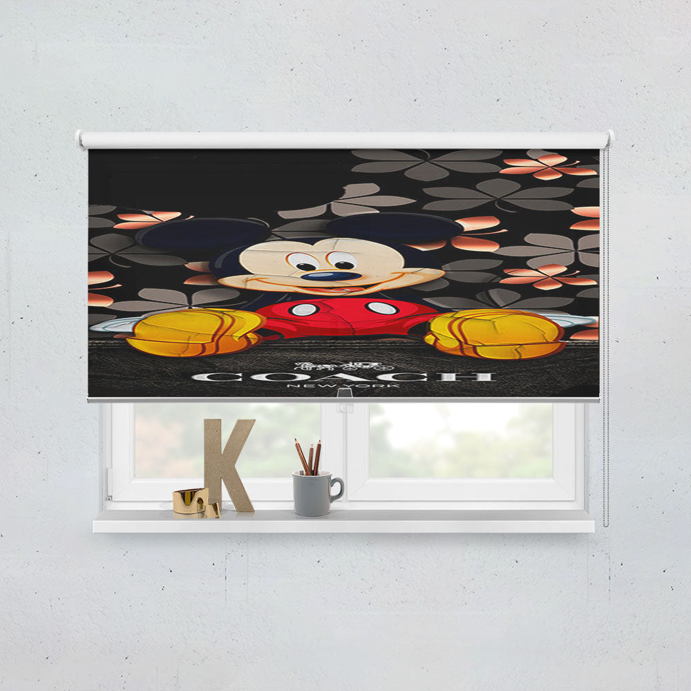Mickey Mouse Coach Black Flowers Window Roller Blinds Shades