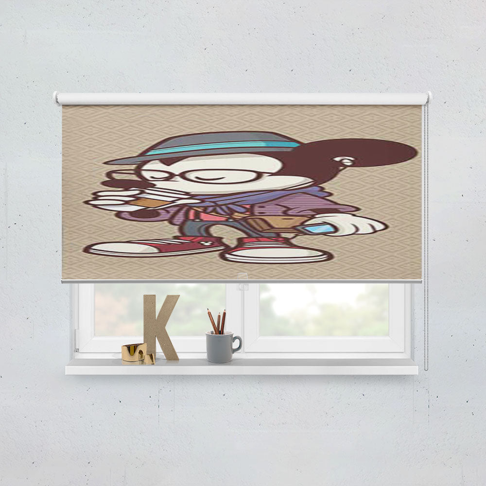 Mickey Mouse Hipster Coffee Window Roller Blinds Shades