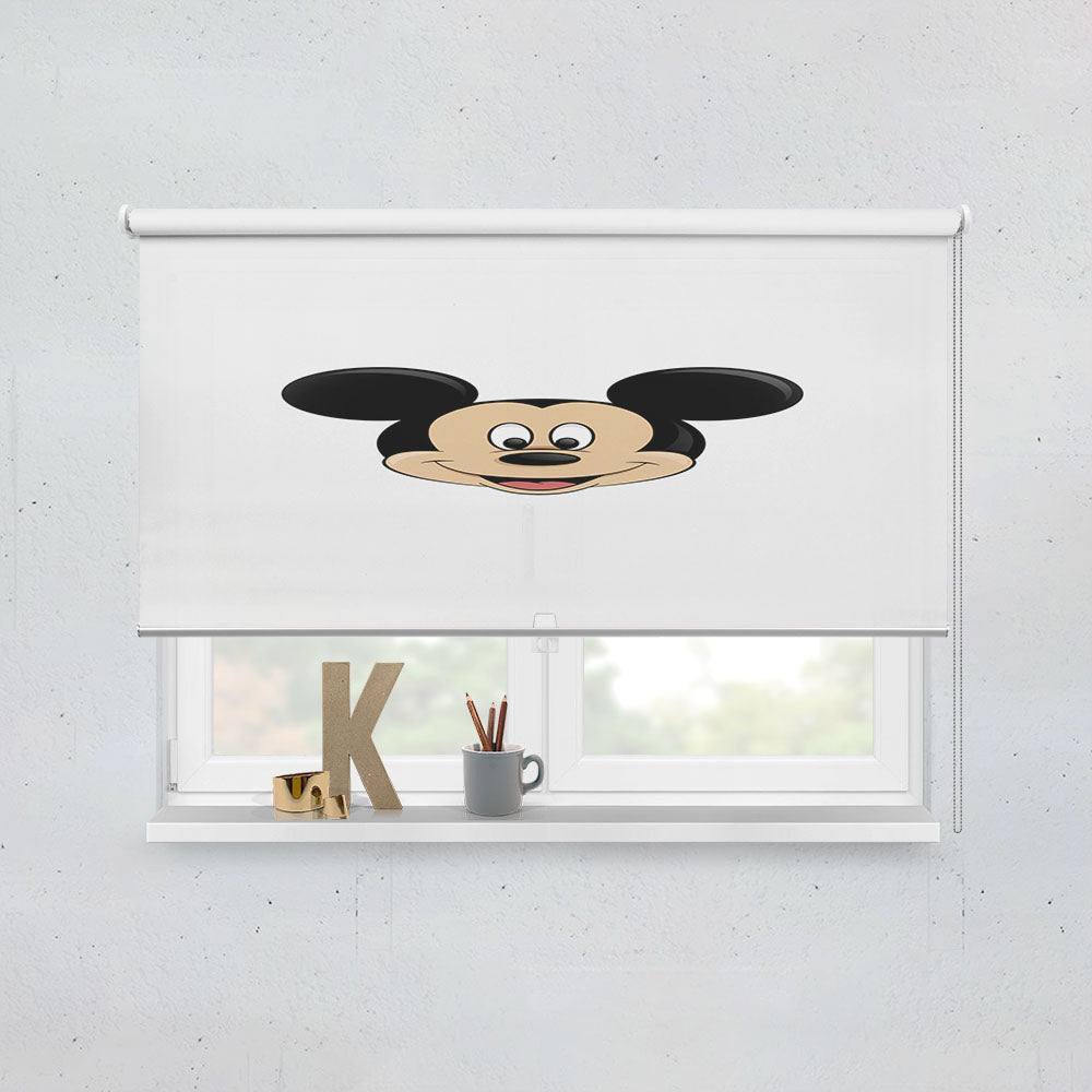 Mickey Mouse Logo White Window Roller Blinds Shades