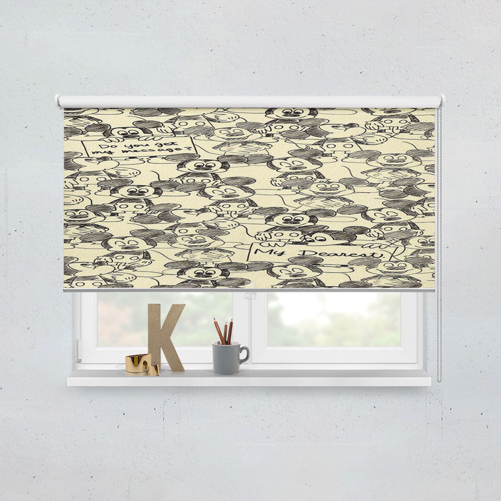 Mickey Mouse Pattern Canvas Silhouette Window Roller Blinds Shades