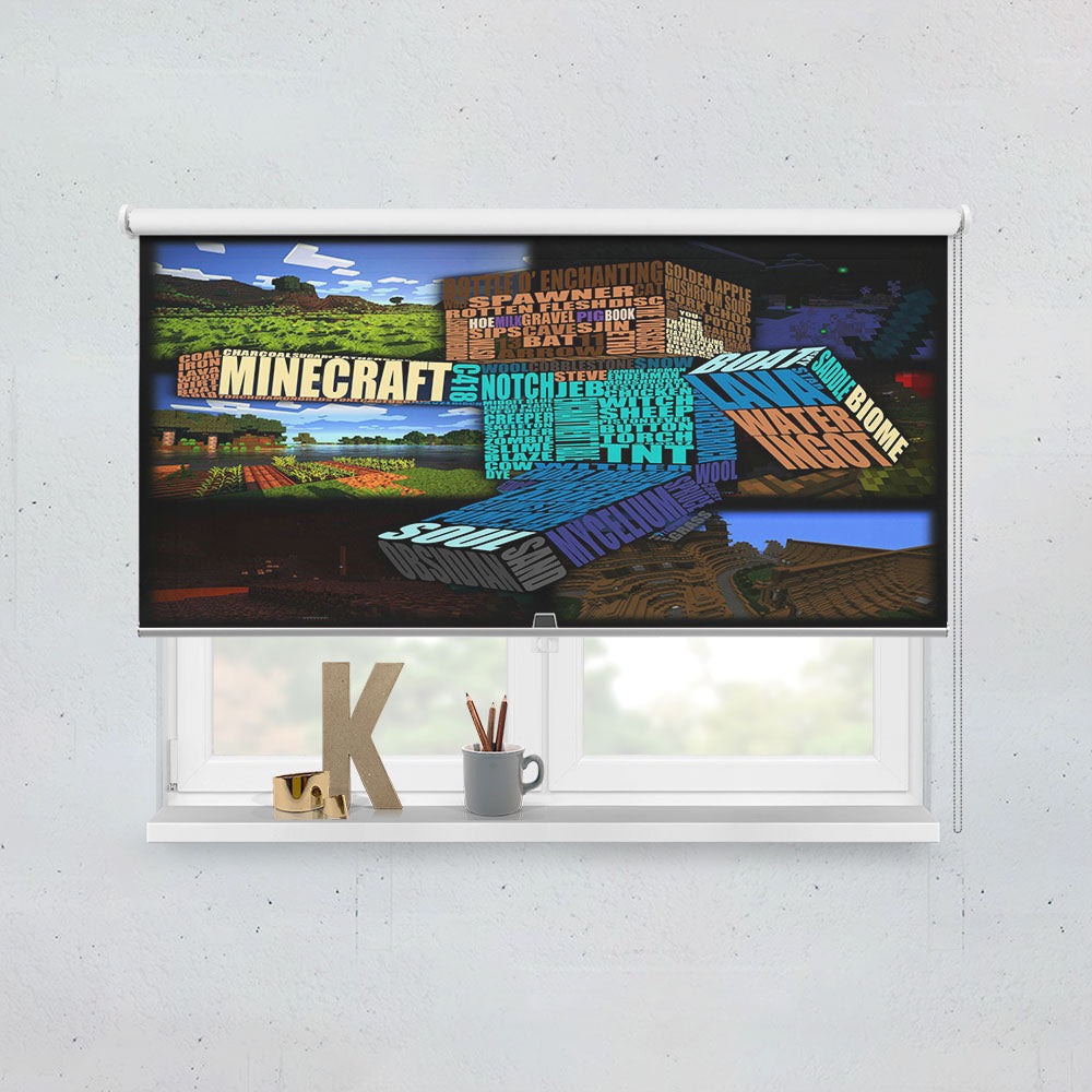 Minecraft Steve Typograpghy Window Roller Blinds Shades