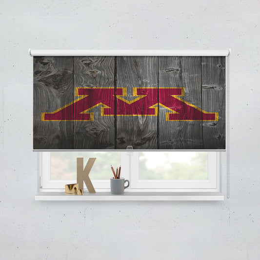 Minnesota Golden Gophers Dark Wood Logo Window Roller Blinds Shades
