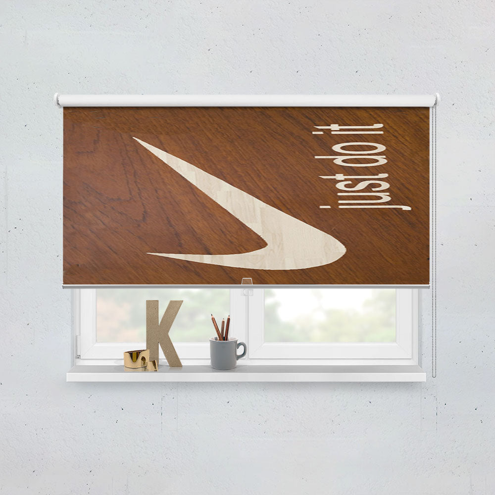 Nike Just Do It Cream Wood Window Roller Blinds Shades