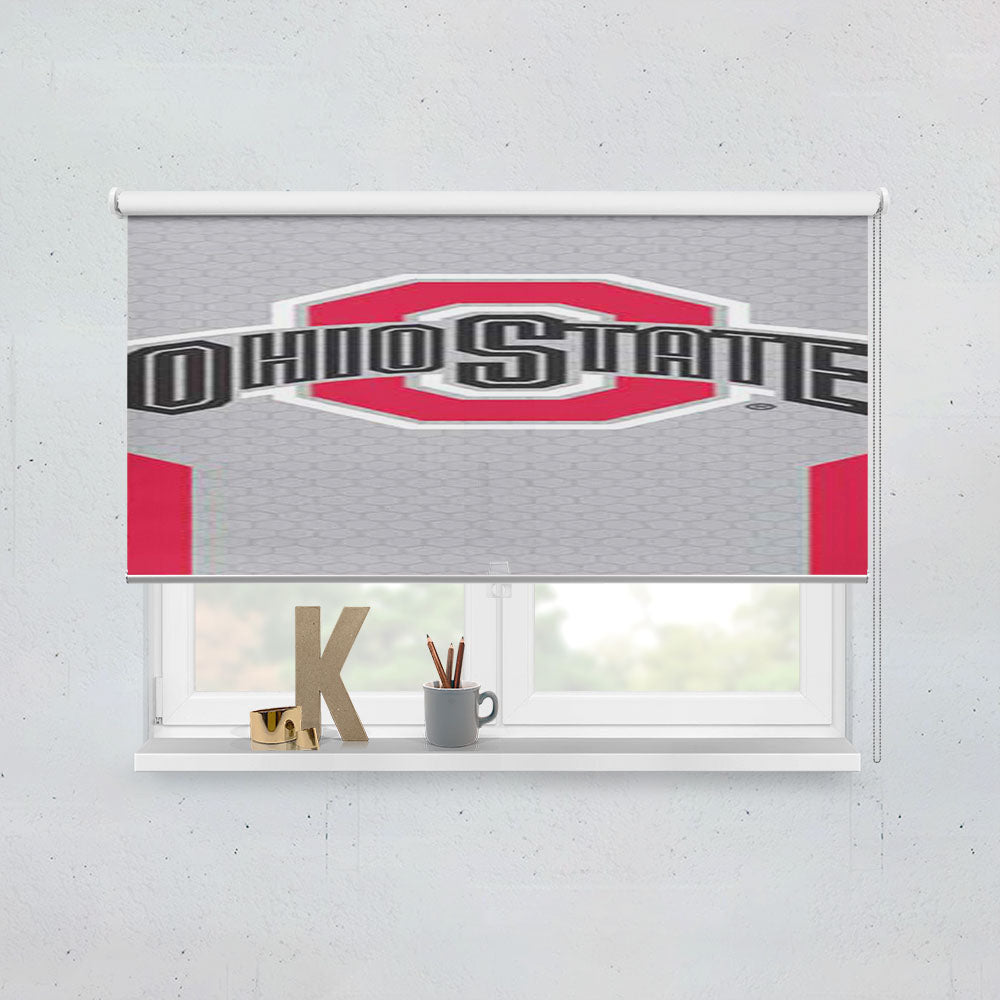 Ohio State Logo Honeycomb With Red Window Roller Blinds Shades