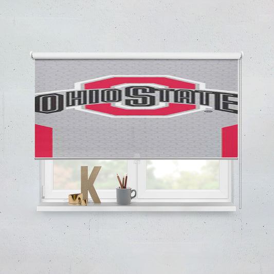 Ohio State Logo Honeycomb With Red Window Roller Blinds Shades