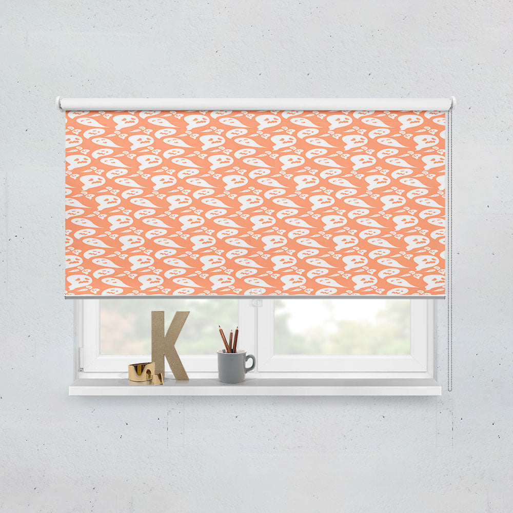 Peach Ghosts Pattern Halloween Window Roller Blinds Shades