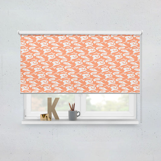 Peach Ghosts Pattern Halloween Window Roller Blinds Shades