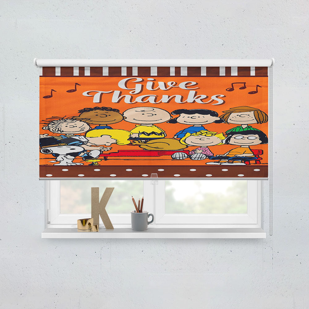 Peanuts Gang Give Thanks Thanksgiving Window Roller Blinds Shades