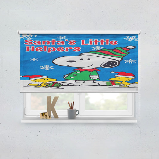 Peanuts Santa'S Little Helpers Snoopy And Woodstock Christmas Window Roller Blinds Shades
