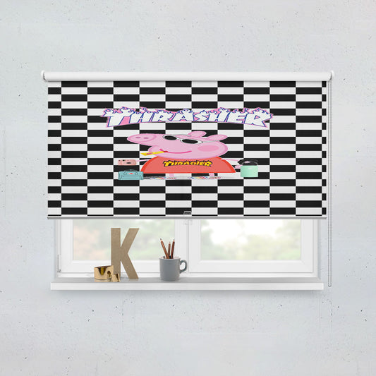 Peppa Pig Hypebeast Checkered Rainbow Window Roller Blinds Shades