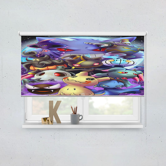 Pikachu And Pokemon Night Doodle Window Roller Blinds Shades