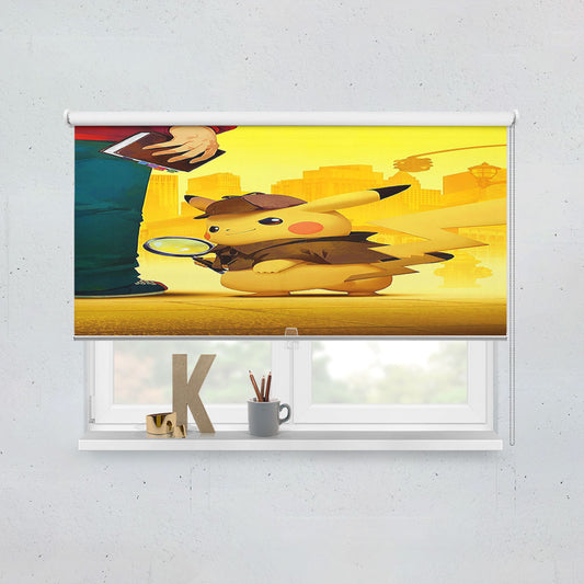Pikachu Detective Cartoon Movie Window Roller Blinds Shades