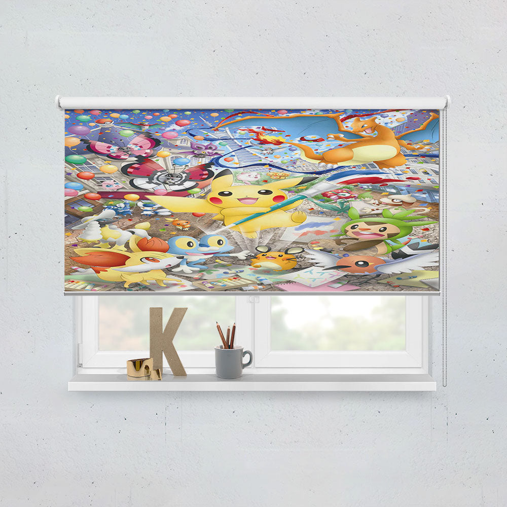 Pikachu Pokemon All Monsters Art Window Roller Blinds Shades