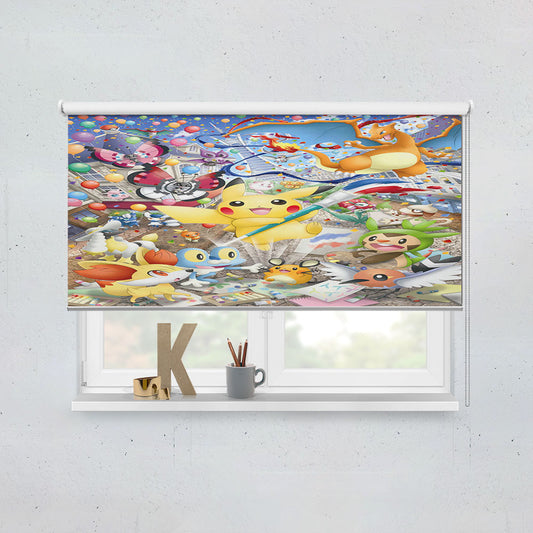 Pikachu Pokemon All Monsters Art Window Roller Blinds Shades
