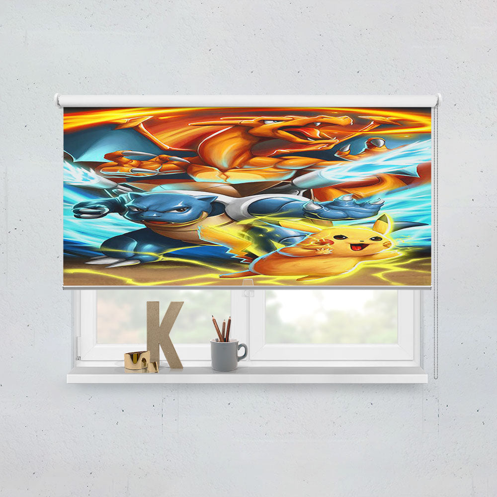 Pikachu X Blastoise X Charizard Window Roller Blinds Shades