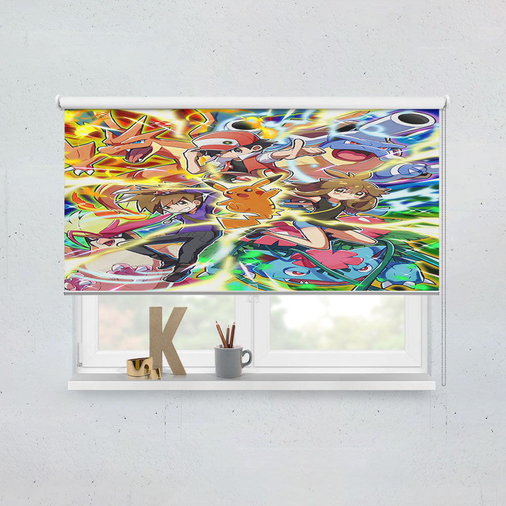 Pokemon Charizard And Ash Red Window Roller Blinds Shades
