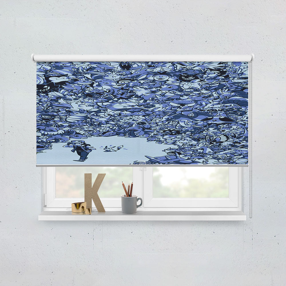 Pokemon Doodle All Character Art Canvas Window Roller Blinds Shades