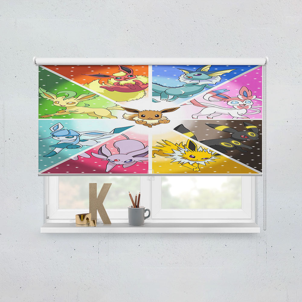 Pokemon Eevee Evolution Pocket Monster Glasses Window Roller Blinds Shades